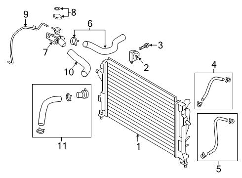 2021 Hyundai Kona Radiator & Components Hose & Clamp Assembly Diagram for 25450-J9200