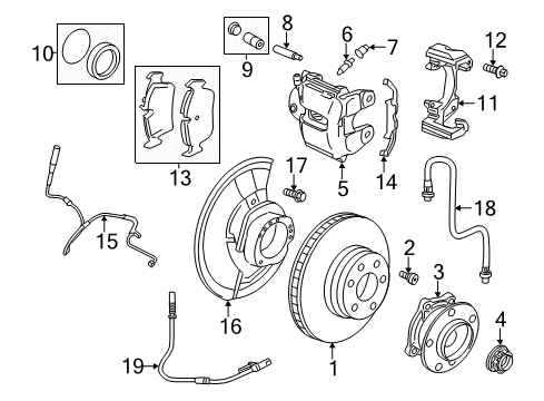 2013 BMW X5 Front Brakes Disc Brake Caliper Front Left Diagram for 34117847241