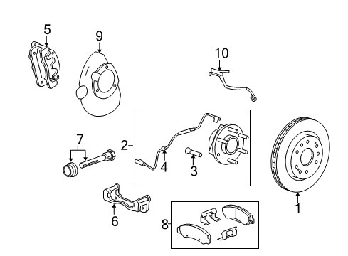 2019 Chevrolet Tahoe Front Brakes Rotor Diagram for 23144341