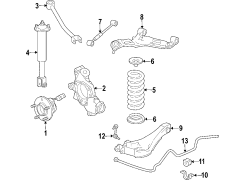 2009 Cadillac STS Rear Suspension Components, Lower Control Arm, Upper Control Arm, Ride Control, Stabilizer Bar Rear Spring Diagram for 21994126