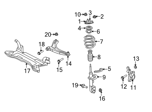 2007 Dodge Caliber Front Suspension, Lower Control Arm, Stabilizer Bar, Suspension Components Suspension Knuckle Front Right Diagram for 68088498AD