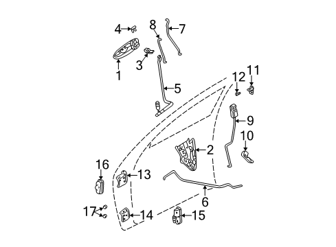 2005 Dodge Stratus Front Door - Lock & Hardware Handle-Exterior Door Diagram for XA51RXFAC