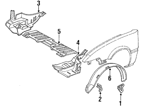 1987 Acura Integra Fender - Inner Components Cover, Left Front (Lower) Diagram for 60522-SD2-010