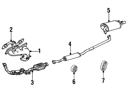 1995 Toyota Avalon Exhaust Components Muffler W/Tailpipe Hanger Diagram for 17509-62030
