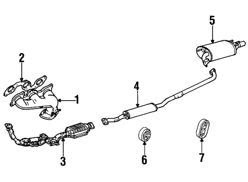 1997 Toyota Avalon Exhaust Components Muffler W/Tailpipe Diagram for 17430-0A090