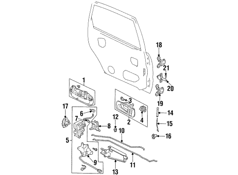 1996 Honda Odyssey Rear Door Motor Assembly L Window Diagram for 72255-SW3-505