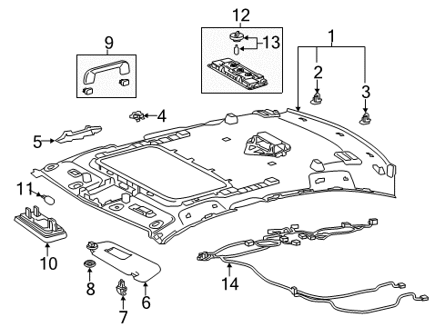 2013 Lexus ES350 Interior Trim - Roof Lamp Assy, Spot Diagram for 81360-33040-B0