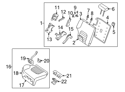 2010 Nissan Xterra Rear Seat Components Cushion Assy-Rear Seat, RH Diagram for 88300-ZL20E