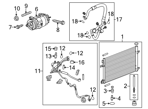 2019 Chevrolet Impala A/C Condenser, Compressor & Lines Compressor Diagram for 84441487