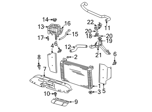 2001 GMC Sierra 2500 HD Radiator & Components Radiator Assembly Diagram for 15768676
