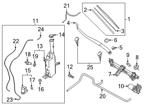 2020 Hyundai Santa Fe Wipers Rail Spring-WIPER Blade Diagram for 983552W000