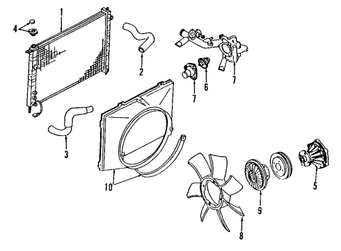 1995 Infiniti Q45 Cooling System, Radiator, Water Pump, Cooling Fan Pump Assembly Diagram for B1010-67U28