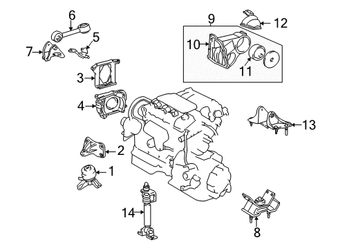 2001 Toyota Sienna Engine & Trans Mounting Side Mount Bracket Gasket Diagram for 35168-33020