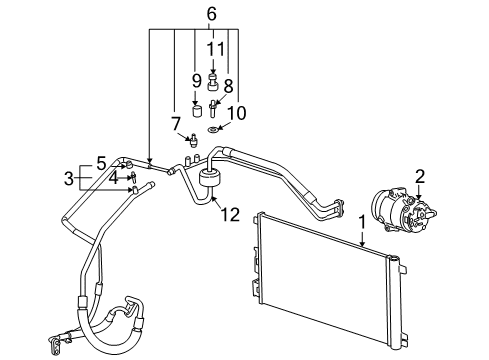 2005 Pontiac G6 A/C Condenser, Compressor & Lines Tube Asm, A/C Condenser & A/C Evaporator Diagram for 19244820