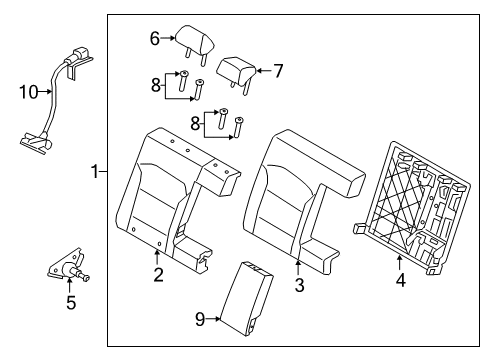 2019 Hyundai Elantra Rear Seat Components Rear Seat Back Armrest Assembly Diagram for 89900-F3030-XFJ