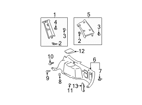 2006 Toyota Highlander Interior Trim - Quarter Panels Top Cover Diagram for 64715-48040-B0