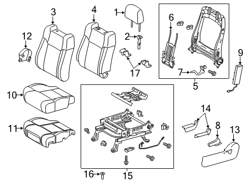 2017 Toyota Tundra Driver Seat Components Recliner Cover Diagram for 71812-0C171-C0