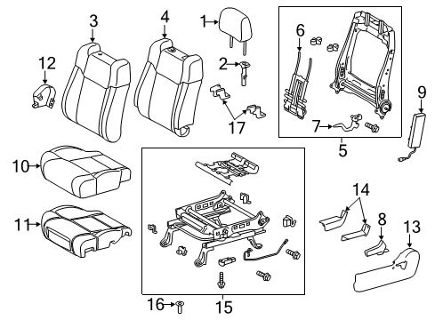 2017 Toyota Tundra Driver Seat Components Seat Back Pad Diagram for 71552-0C230