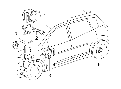 2003 Toyota Matrix ABS Components Actuator Assembly Bracket Diagram for 44590-02040