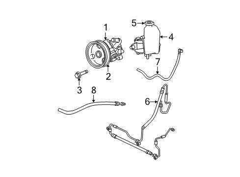 2005 Jeep Grand Cherokee P/S Pump & Hoses, Steering Gear & Linkage Hose-Power Steering Return Diagram for 52124131AB