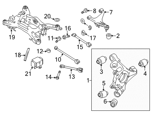 2016 Infiniti Q70 Rear Suspension Components, Lower Control Arm, Upper Control Arm, Stabilizer Bar Pad Assembly-Rear Spring, Lower RH Diagram for 55453-1MA0A