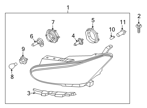 2020 Hyundai Veloster Headlamps Front Turn Signal Lamp Holder Assembly Diagram for 92166-F1000