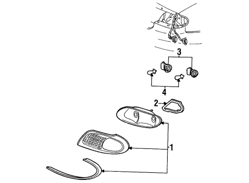 1998 Ford Taurus Bulbs Tail Lamp Assembly Diagram for F8DZ-13404-AA