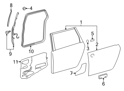 2020 Toyota Sienna Side Loading Door - Door & Components Outer Panel Cushion Diagram for 90541-10040