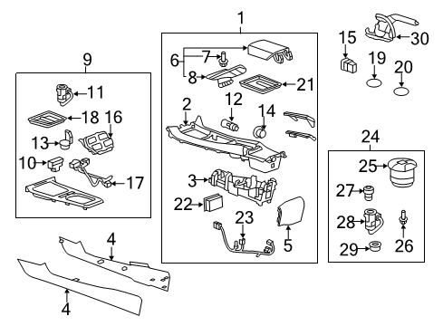 2015 Chevrolet Camaro Center Console Liner Diagram for 92236710
