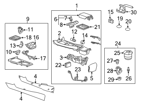 2010 Chevrolet Camaro Parking Brake Console Assembly Diagram for 92239968