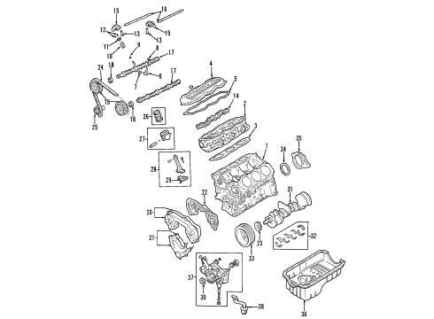 1999 Nissan Quest Engine Parts, Mounts, Cylinder Head & Valves, Camshaft & Timing, Oil Pan, Oil Pump, Crankshaft & Bearings, Pistons, Rings & Bearings Cover-Belt, Back Diagram for 13571-0B000