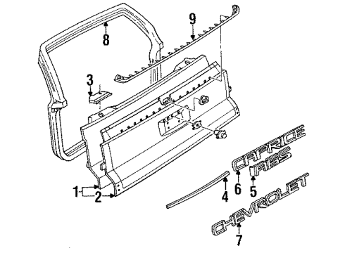 1991 Chevrolet Caprice Gate & Hardware Gate Asm-End Diagram for 10278904