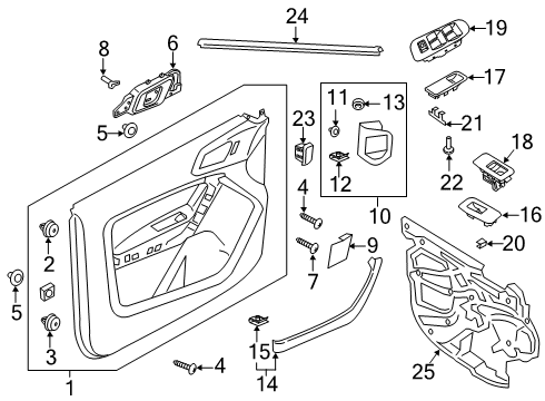 2022 Ford Ranger Interior Trim - Front Door Switch Housing Diagram for AB3Z-99220A70-A