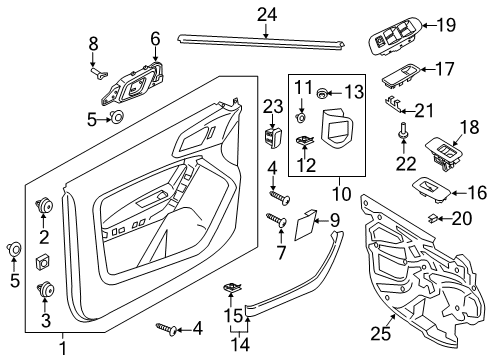 2022 Ford Ranger Interior Trim - Front Door Front Cover Diagram for KB3Z-17K709-AA