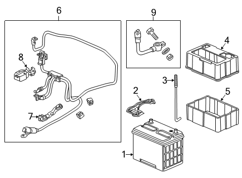 2012 Honda Pilot Battery Sleeve, Battery Diagram for 31521-SZA-A00