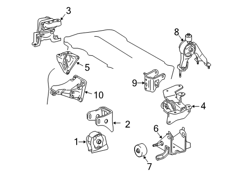 2012 Toyota Corolla Engine & Trans Mounting Side Mount Diagram for 12305-37070