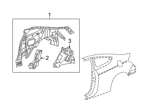 2010 Honda Accord Inner Structure - Quarter Panel Wheelhouse, L. RR. Diagram for 64730-TE0-A00ZZ