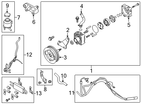 2016 Infiniti QX50 P/S Pump & Hoses, Steering Gear & Linkage Power Steering Hose & Tube Assembly Diagram for 49721-JK000