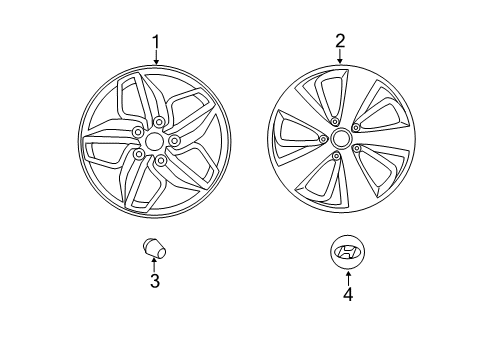 2014 Hyundai Sonata Wheels, Covers & Trim Aluminium Wheel Assembly Diagram for 52910-4R260