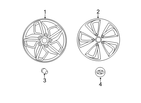 2013 Hyundai Sonata Wheels, Covers & Trim 17 Inch Wheel Diagram for 52910-4R250