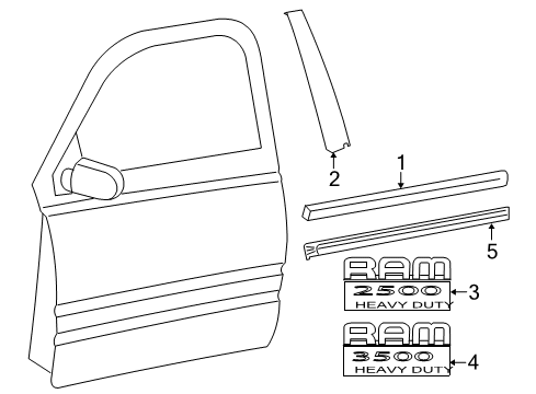 2011 Ram 2500 Exterior Trim - Front Door Molding-Front Door Diagram for 55372110AC