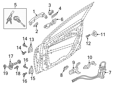 2017 Hyundai Ioniq Front Door Front Door Outside Grip, Left Diagram for 82651-G2730