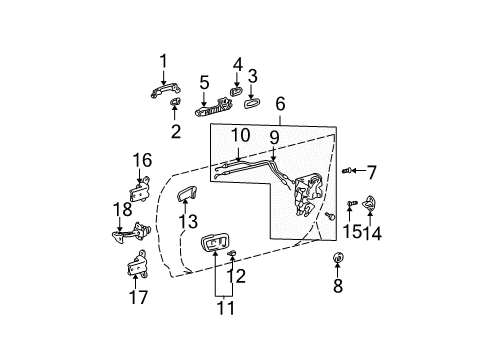 2004 Toyota Camry Rear Door Upper Hinge Diagram for 68760-AA020