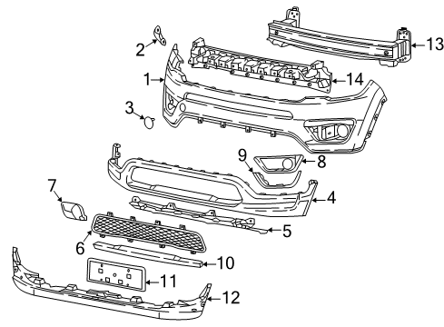 2017 Jeep Compass Front Bumper Plug-Tow Hook Diagram for 5SY62TZZAB