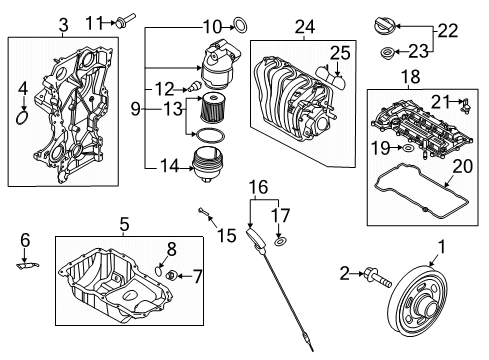 2021 Hyundai Accent Senders Oil Filter Complete Assembly Diagram for 26300-2M000