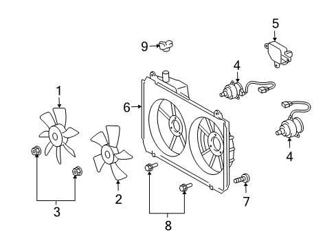 2006 Toyota Highlander Cooling System, Radiator, Water Pump, Cooling Fan Shroud Diagram for 16711-20170