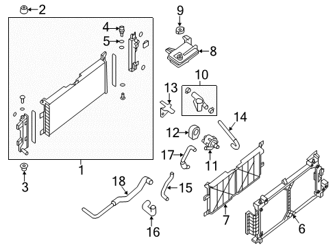 2016 Nissan Leaf Heater Core & Control Valve Hose-Radiator, Lower Diagram for 21503-3NF0A