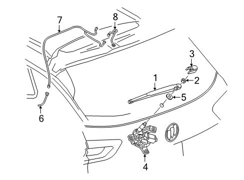 2020 Buick Regal TourX Lift Gate - Wiper & Washer Components Washer Hose Diagram for 39115568