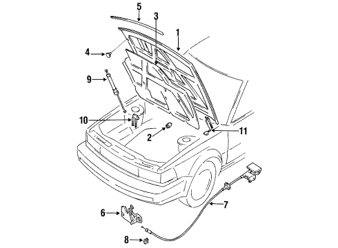 1985 Nissan Maxima Hood & Components Stay Assembly Hood Diagram for 65470-16E03