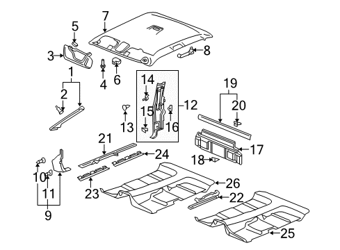 2005 GMC Sierra 1500 Interior Trim - Cab Panel Asm-Body Side Rear Trim *Pewter R Diagram for 15237642